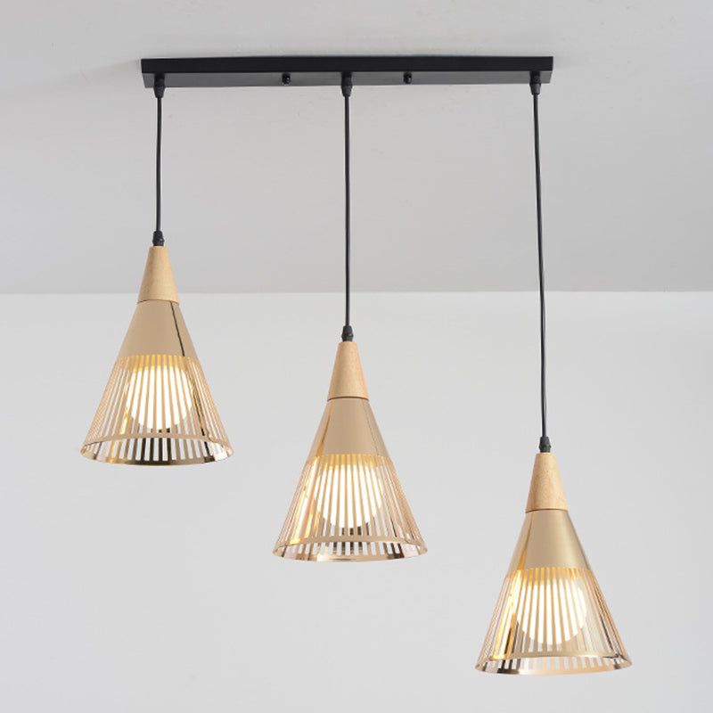 Lámpara de caída de estilo moderno Shuttlecock Hollowed Holfing Lighting con sombra de metal