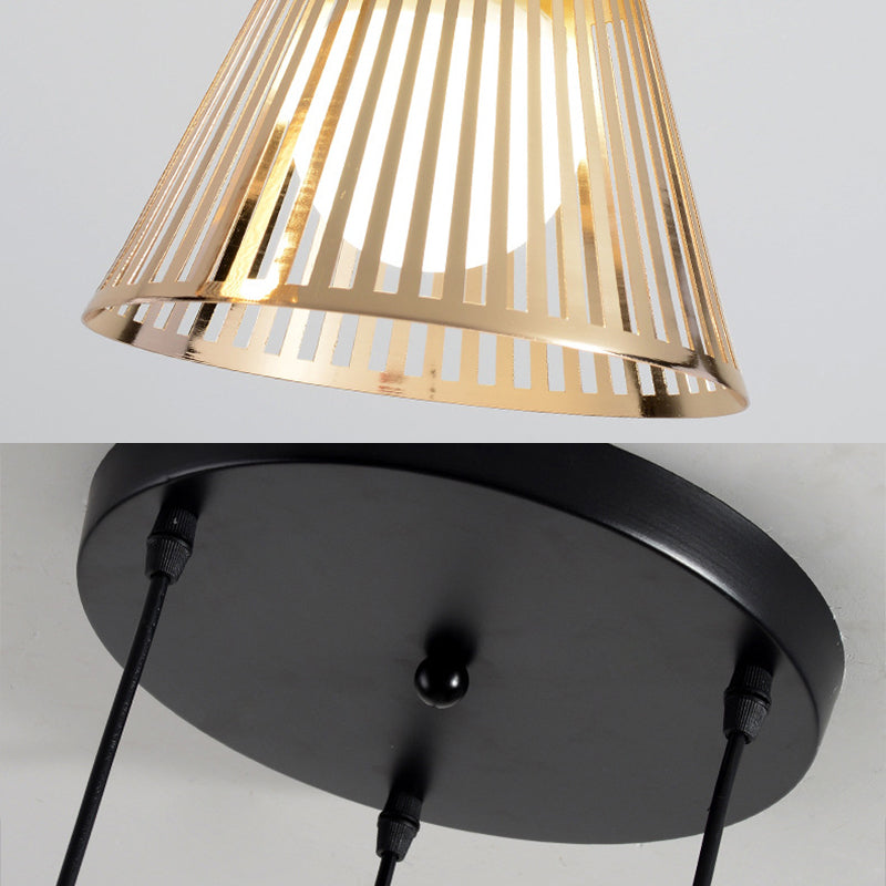 Lámpara de caída de estilo moderno Shuttlecock Hollowed Holfing Lighting con sombra de metal