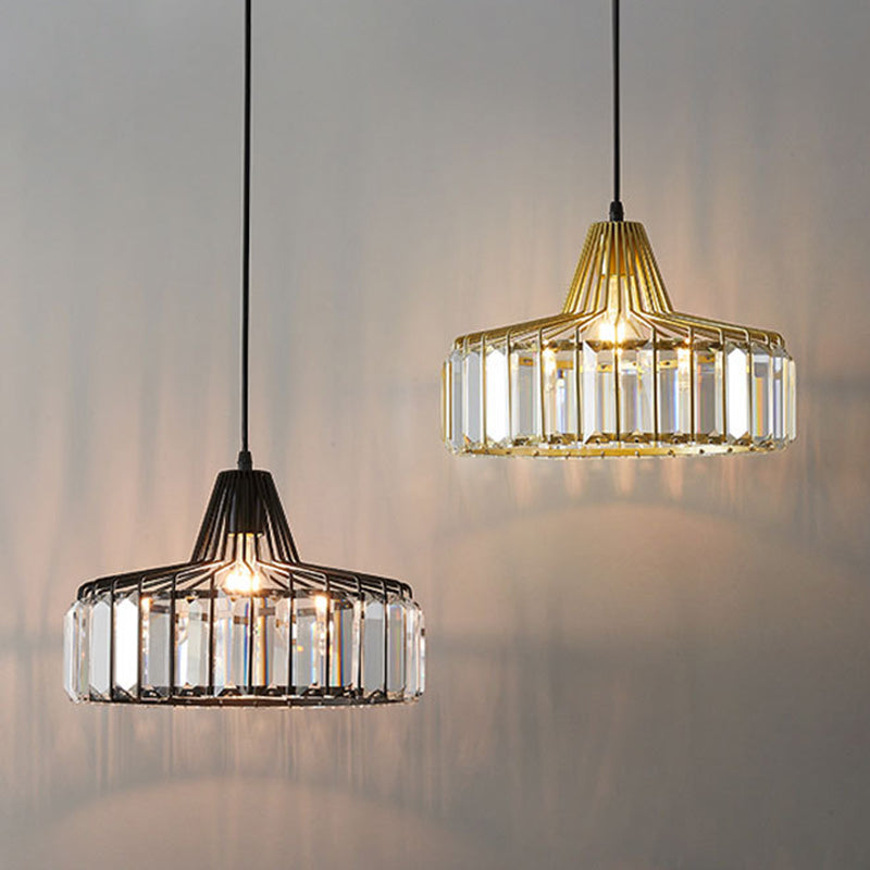 1-Licht-Trommelkristall-Anhänger-Lampe zeitgemäße Einfachheit Beleuchtung für Schlafzimmer Esszimmer