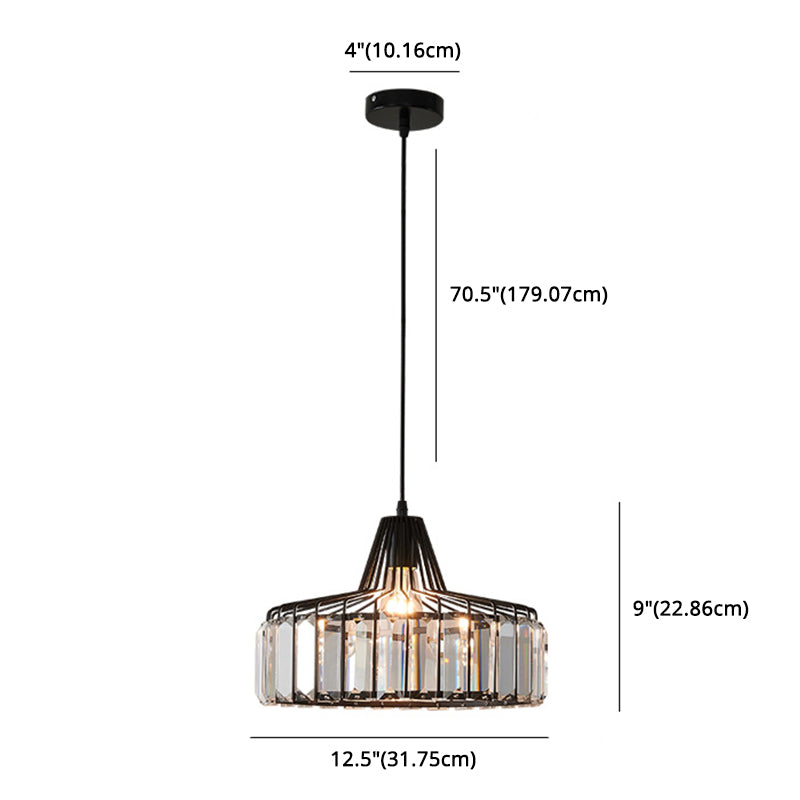 1-Licht-Trommelkristall-Anhänger-Lampe zeitgemäße Einfachheit Beleuchtung für Schlafzimmer Esszimmer