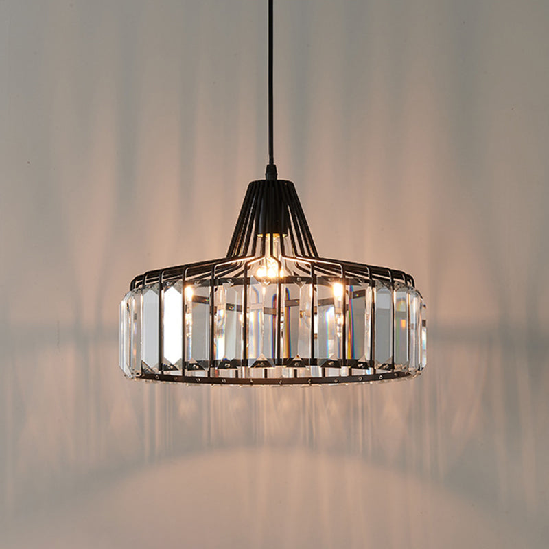 1-Licht-Trommelkristall-Anhänger-Lampe zeitgemäße Einfachheit Beleuchtung für Schlafzimmer Esszimmer