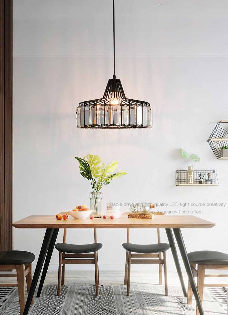 1-Licht-Trommelkristall-Anhänger-Lampe zeitgemäße Einfachheit Beleuchtung für Schlafzimmer Esszimmer