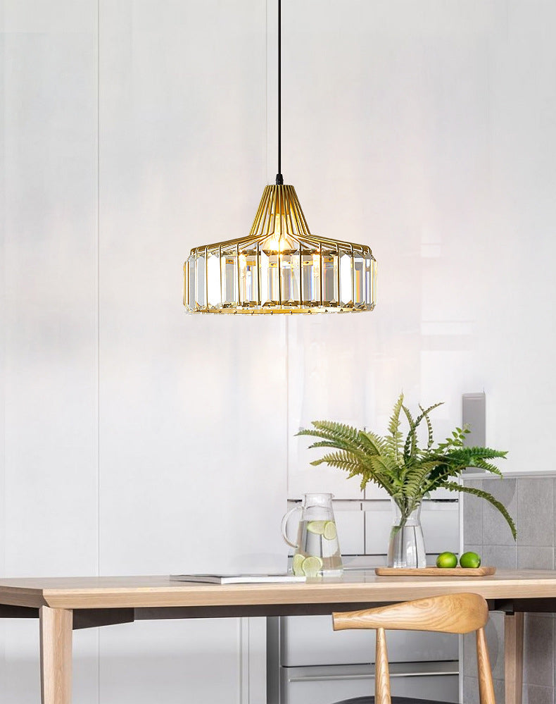 1-Licht-Trommelkristall-Anhänger-Lampe zeitgemäße Einfachheit Beleuchtung für Schlafzimmer Esszimmer