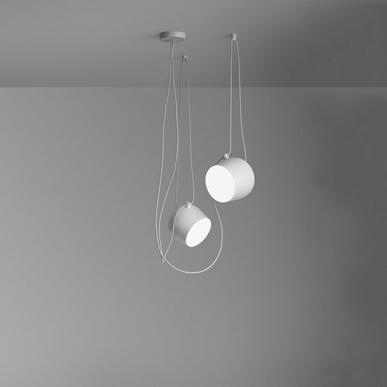 Mini Drum Aluminum Hanging Lamp Nordic White Suspension Light for Dining Room