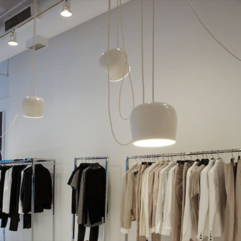 Mini Drum Aluminum Hanging Lamp Nordic White Suspension Light for Dining Room