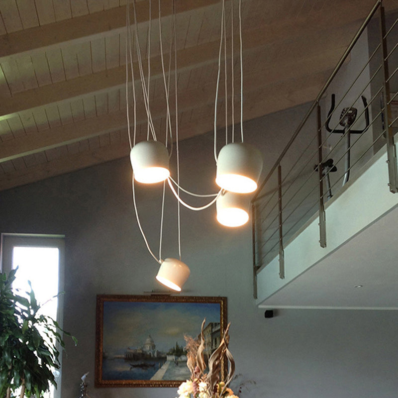 Mini Drum Aluminum Hanging Lamp Nordic White Suspension Light for Dining Room