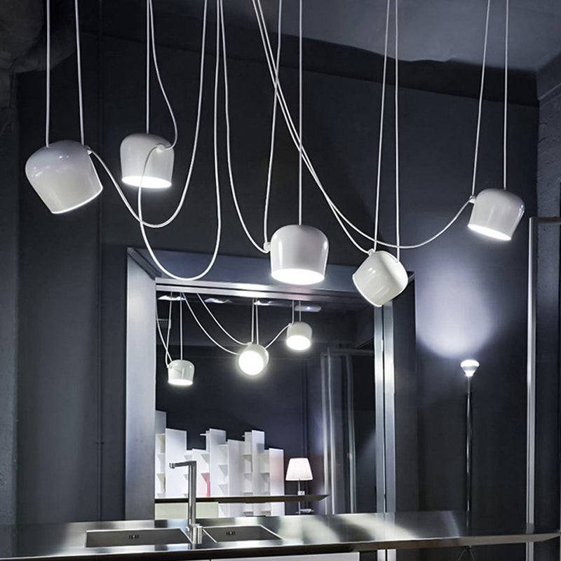 Mini Drum Aluminum Hanging Lamp Nordic White Suspension Light for Dining Room