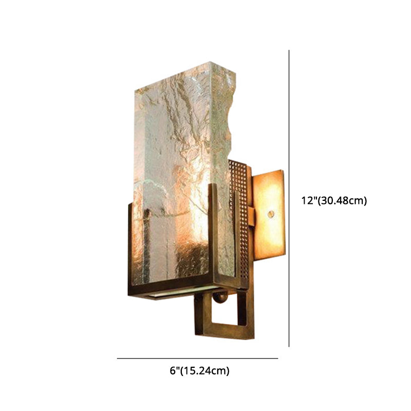 Rectangular Ice Cube Clear Crystal Wall Lamp 11.8" H Postmodern Gold Bedside Sconce Lighting Fixture