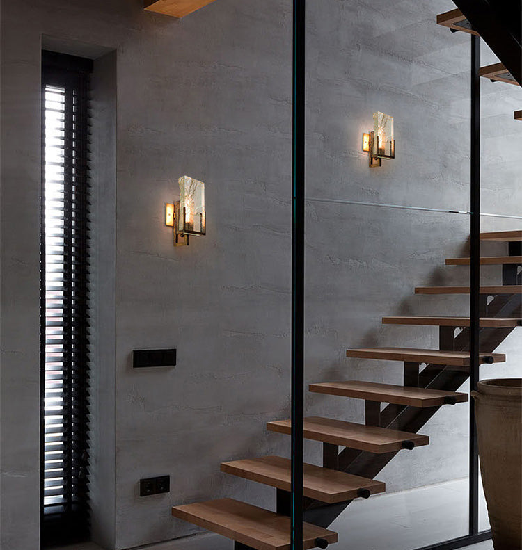 Rectangular Ice Cube Clear Crystal Wall Lamp 11.8" H Postmodern Gold Bedside Sconce Lighting Fixture