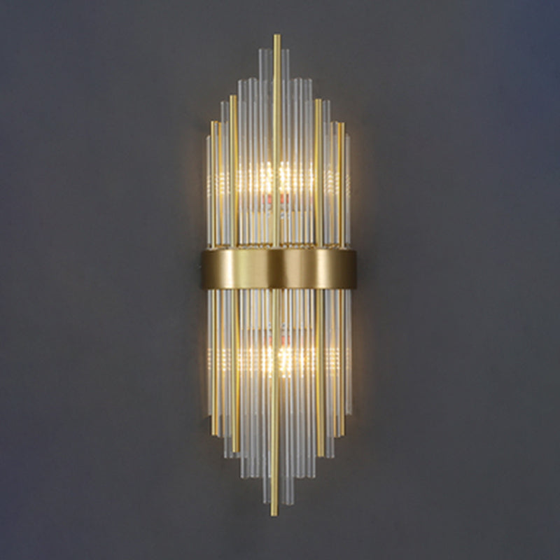 2 Lights Post Modern Wall Lamp Minimalist Linear Crystal Brass Sconce Light Fixture for Indoor