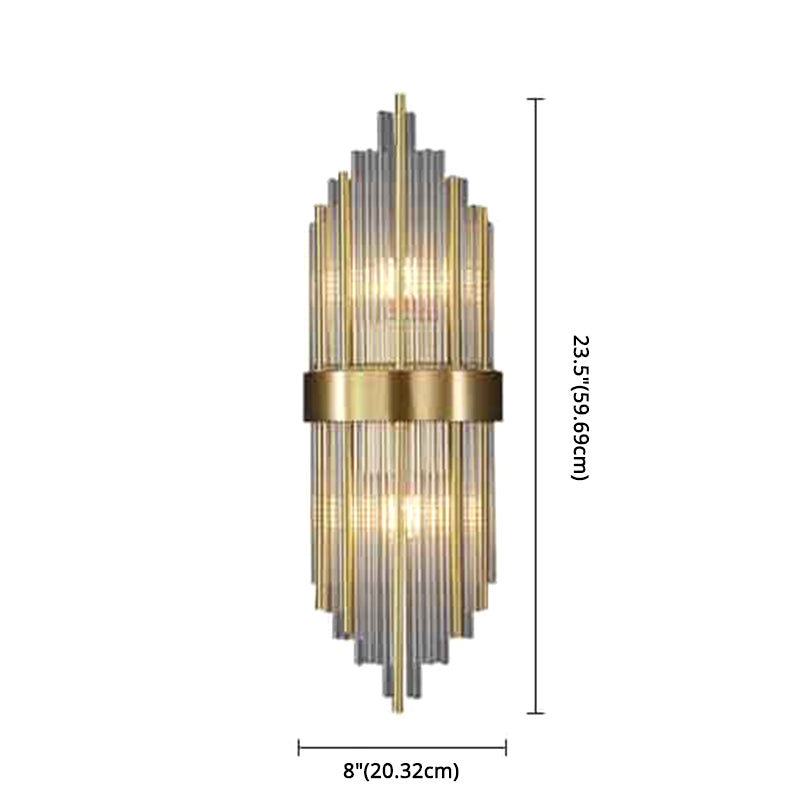 2 Lights Post Modern Wall Lamp Minimalist Linear Crystal Brass Sconce Light Fixture for Indoor