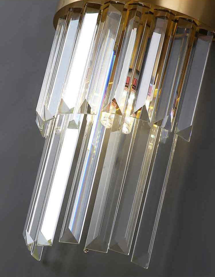 2 Lights Post Modern Wall Lamp Minimalist Linear Crystal Brass Sconce Light Fixture for Indoor