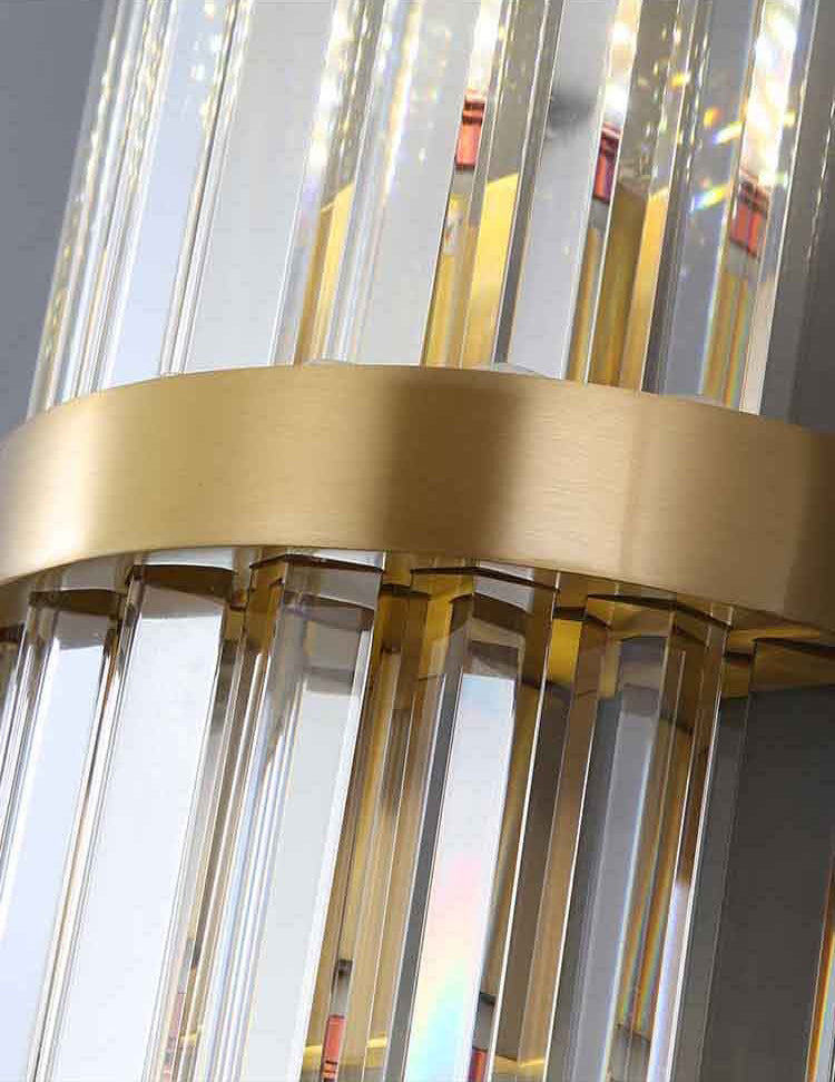 2 Lights Post Modern Wall Lamp Minimalist Linear Crystal Brass Sconce Light Fixture for Indoor