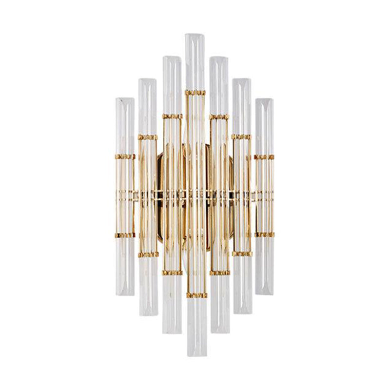 2 Lights Clear Crystal colonne lampe murale Post-modern Gold Gold Glasce Lighting pour le salon