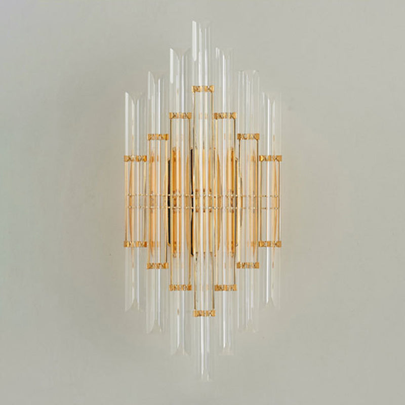 Lámpara de pared de la columna de cristal transparente de 2 luces Post-Moderno Flexion de iluminación de dorado para sala de estar
