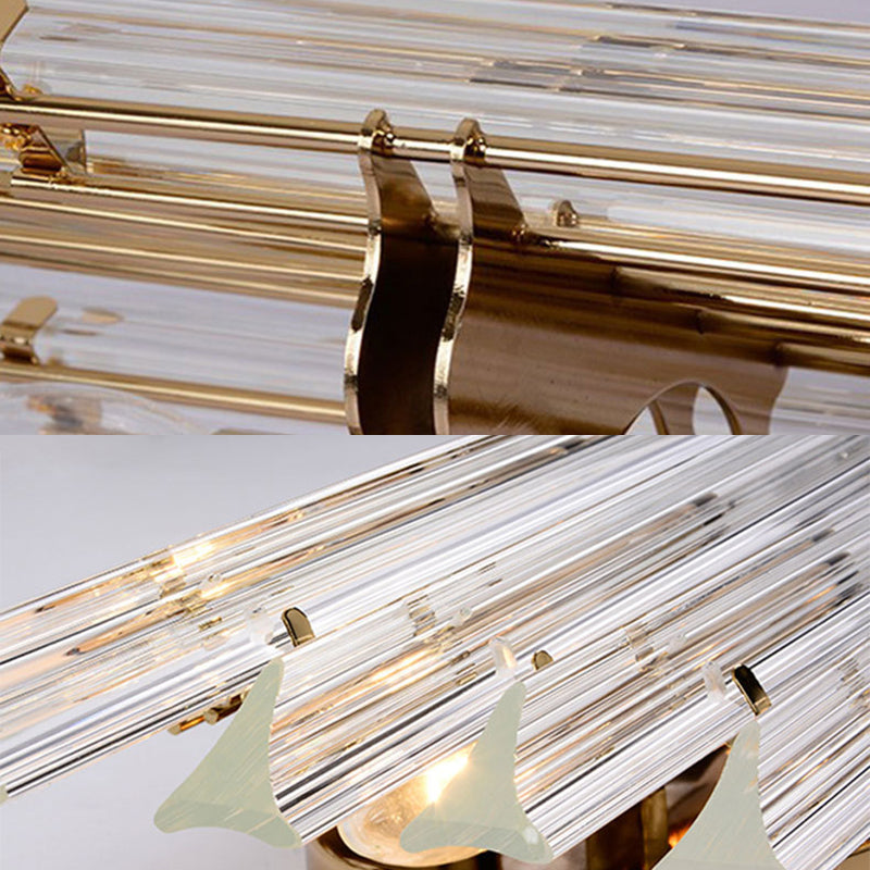 Lámpara de pared de la columna de cristal transparente de 2 luces Post-Moderno Flexion de iluminación de dorado para sala de estar