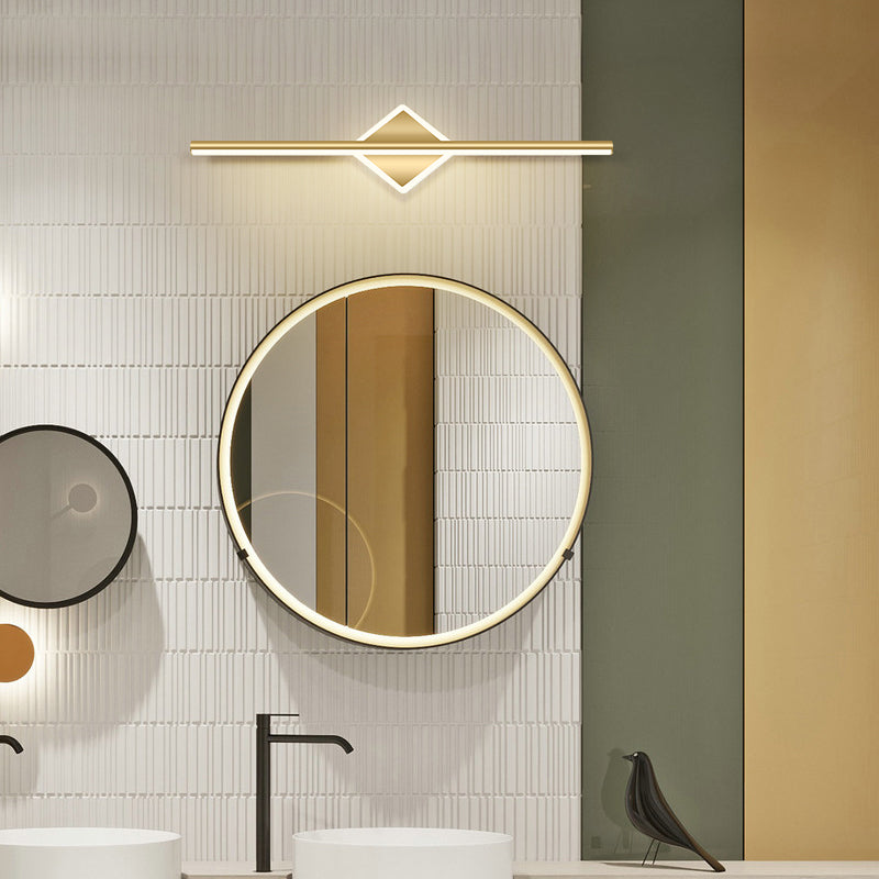 Lampade per vanità per bagno lineare in stile Luxury Mid-secolo Lampadele per vanità in metallo con finitura oro in oro