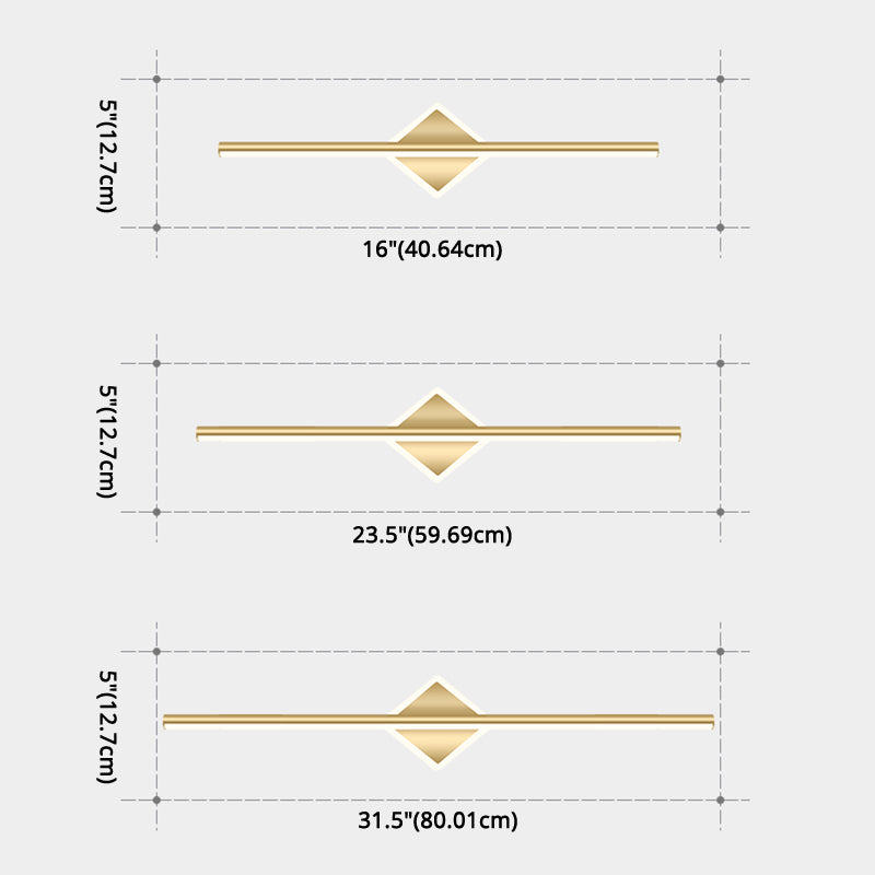 Lampade per vanità per bagno lineare in stile Luxury Mid-secolo Lampadele per vanità in metallo con finitura oro in oro