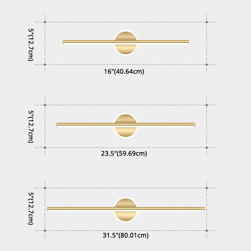 Lampade per vanità per bagno lineare in stile Luxury Mid-secolo Lampadele per vanità in metallo con finitura oro in oro