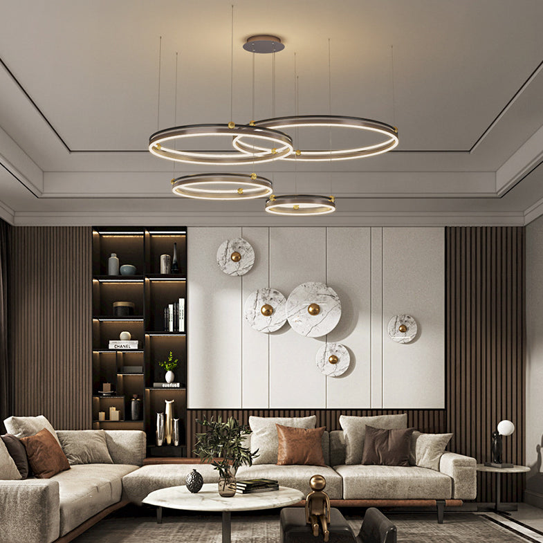 Metall mehrstufige Kronleuchterleuchte Moderne LED-Kaffee Kronleuchter Anhänger Licht