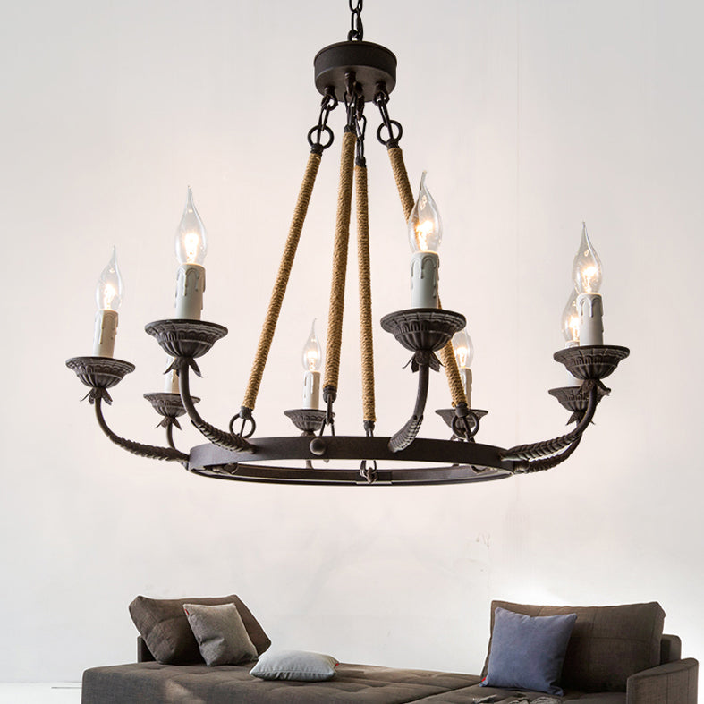 Lámpara de araña de velas lámpara de lámpara de metal industrial iluminación para restaurante