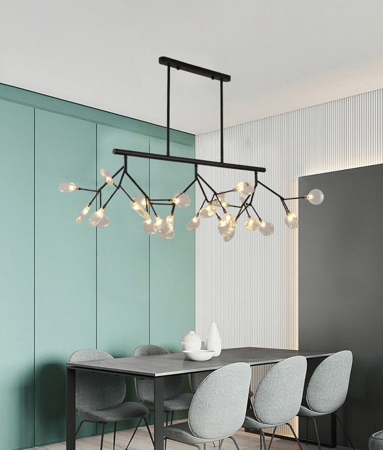Modern Luxury Firefly Island Pendant Light Wrought Iron Sputnik Ceiling Light with Glass Shade