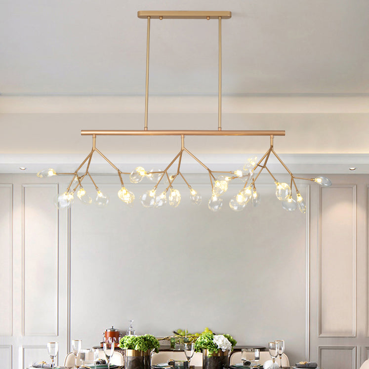 Modern Luxury Firefly Island Pendant Light Wrought Iron Sputnik Ceiling Light with Glass Shade