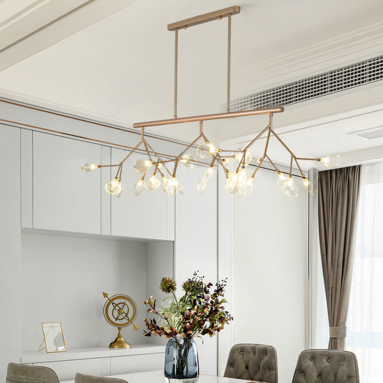 Modern Luxury Firefly Island Pendant Light Wrought Iron Sputnik Ceiling Light with Glass Shade