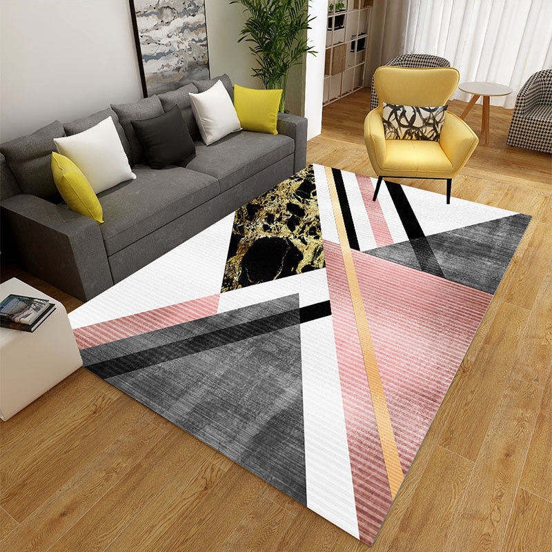 Abstract Printing Indoor Rug Polyester Modern Rug Non-Slip Backing Carpet for Living Room