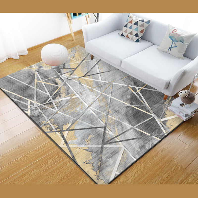 Abstract Printing Rug Polyester Modern Area Rug Washable Carpet for Living Room, Office