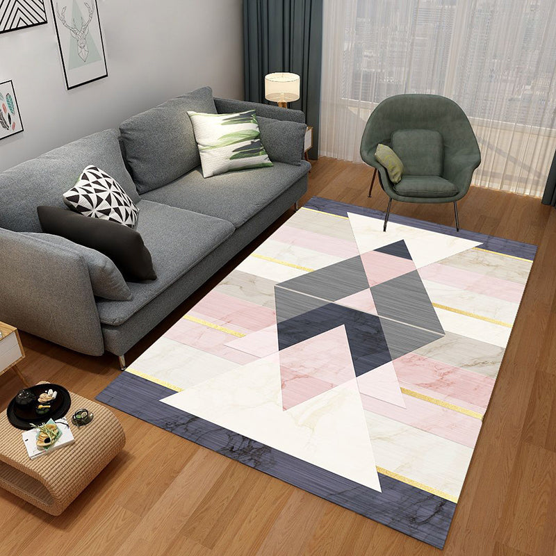 Abstract Printing Area Rug Polyester Contemporary Rug Stain Resistant Carpet for Living Room