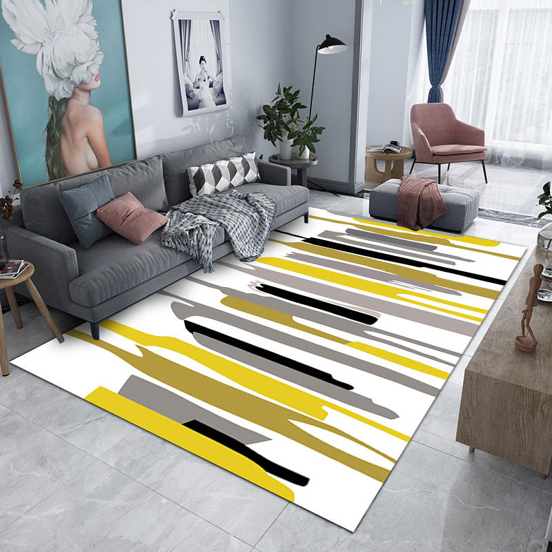 Living Room Area Rug Modern Abstract Printing Rug Polyester Non-Slip Backing Carpet