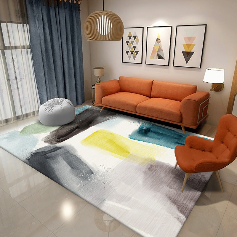 Living Room Indoor Rug Contemporary Abstract Printing Carpet Polyester Washable Area Rug