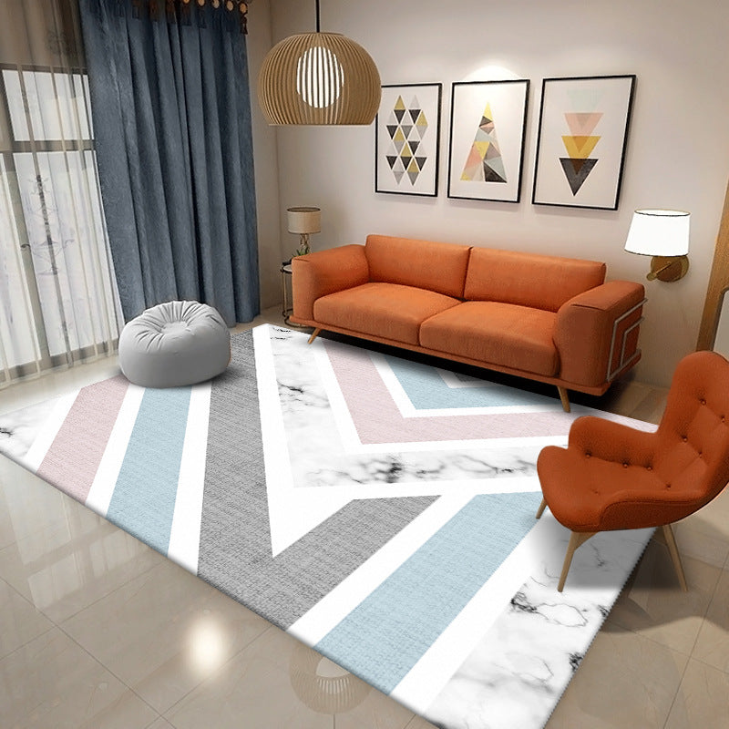 Living Room Indoor Rug Contemporary Abstract Printing Carpet Polyester Washable Area Rug