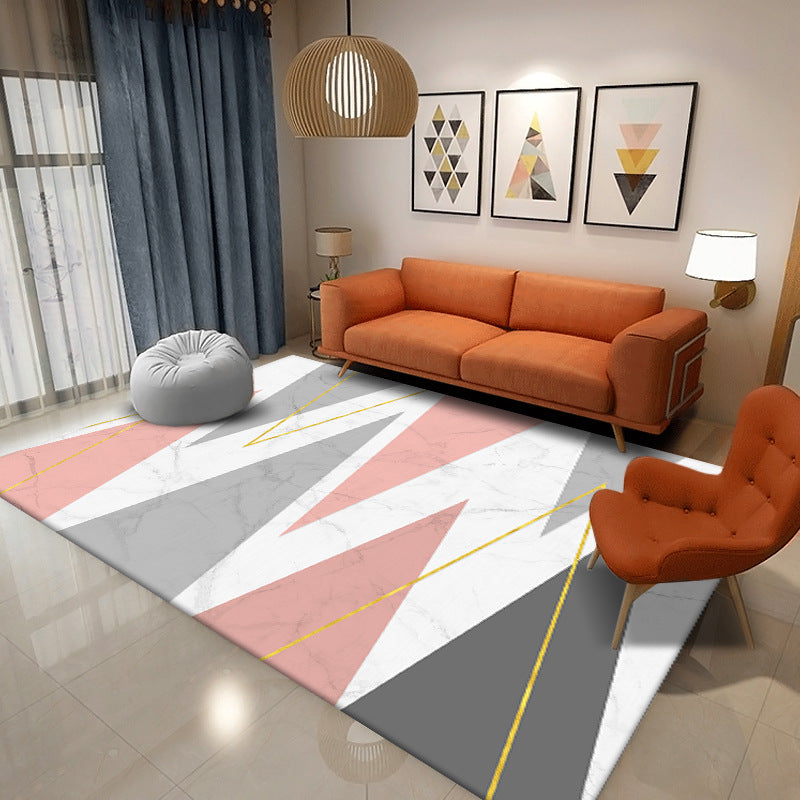 Living Room Indoor Rug Contemporary Abstract Printing Carpet Polyester Washable Area Rug