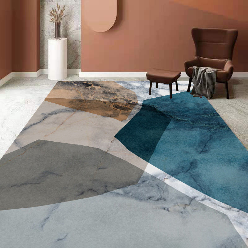 Living Room Area Rug Modern Abstract Printing Rug Polyester Non-Slip Backing Carpet