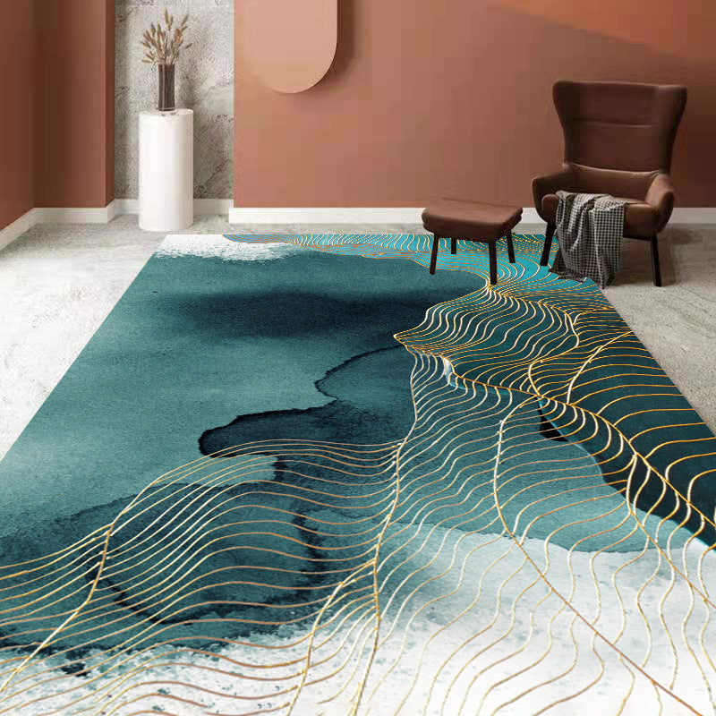 Living Room Area Rug Modern Abstract Printing Rug Polyester Non-Slip Backing Carpet