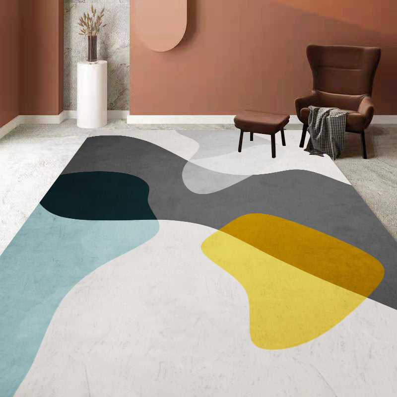 Living Room Area Rug Modern Abstract Printing Rug Polyester Non-Slip Backing Carpet