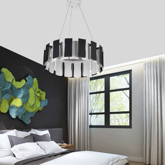 Circular Bernero Candelier Luz Luz Led Metal LED contemporáneo Kit de luz colgante en negro