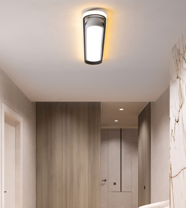 Simplicity LED Ceiling Light Fixture White Oval Ceiling Mount Light Fixture with Metal Shade