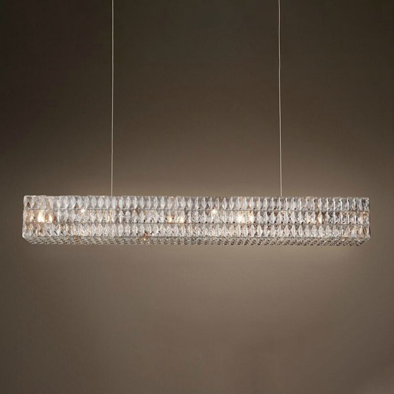 Modern Rectangular Chandelier Lighting Fixtures Crystal Hanging Pendant Lights