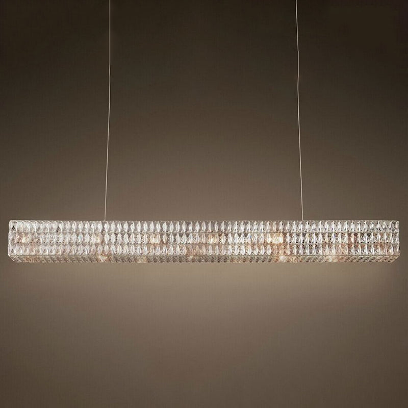 Modern Rectangular Chandelier Lighting Fixtures Crystal Hanging Pendant Lights
