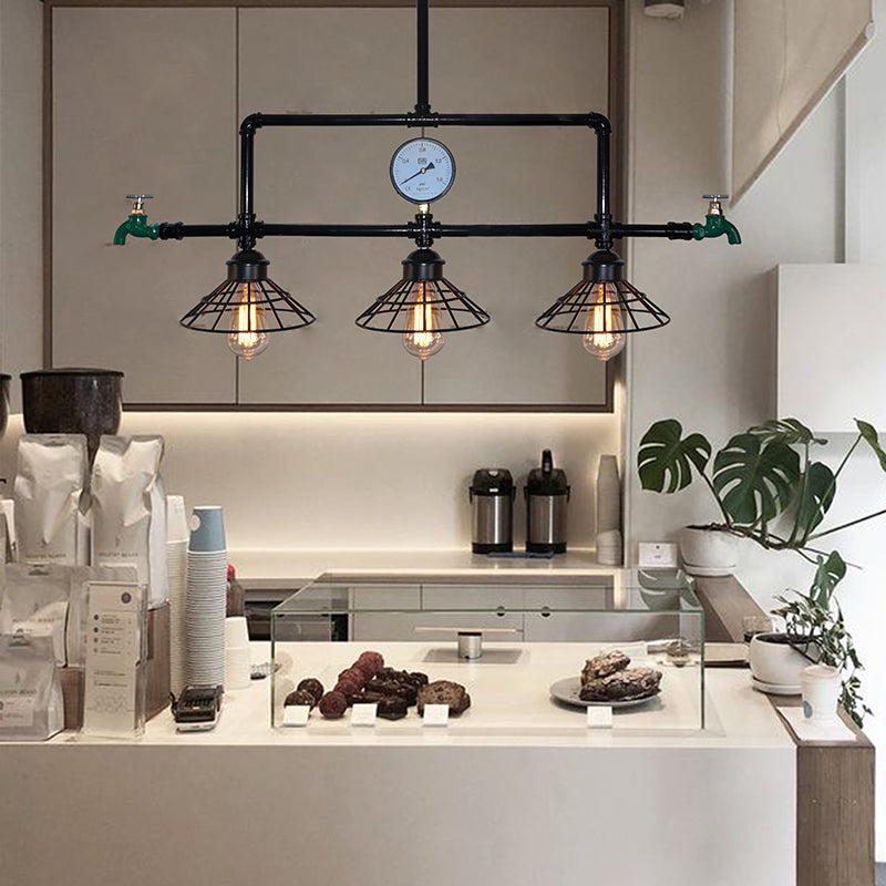 Linear Island Lighting Fixtures Industrial Metal Pendant Lighting for Restaurant