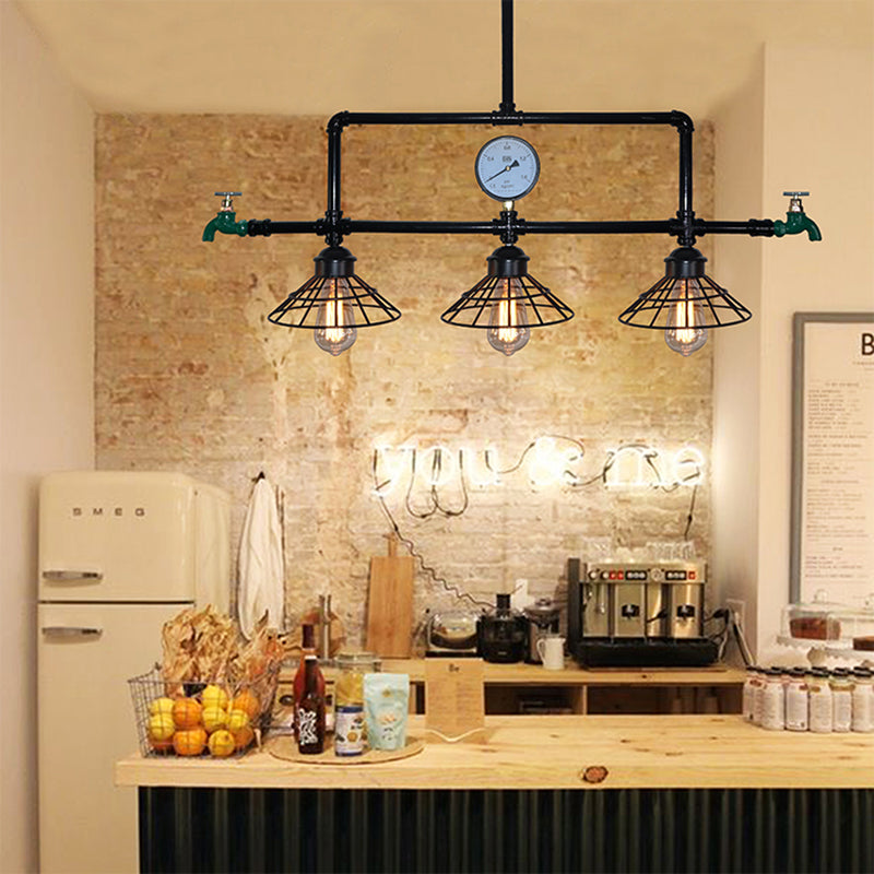 Linear Island Lighting Fixtures Industrial Metal Pendant Lighting for Restaurant