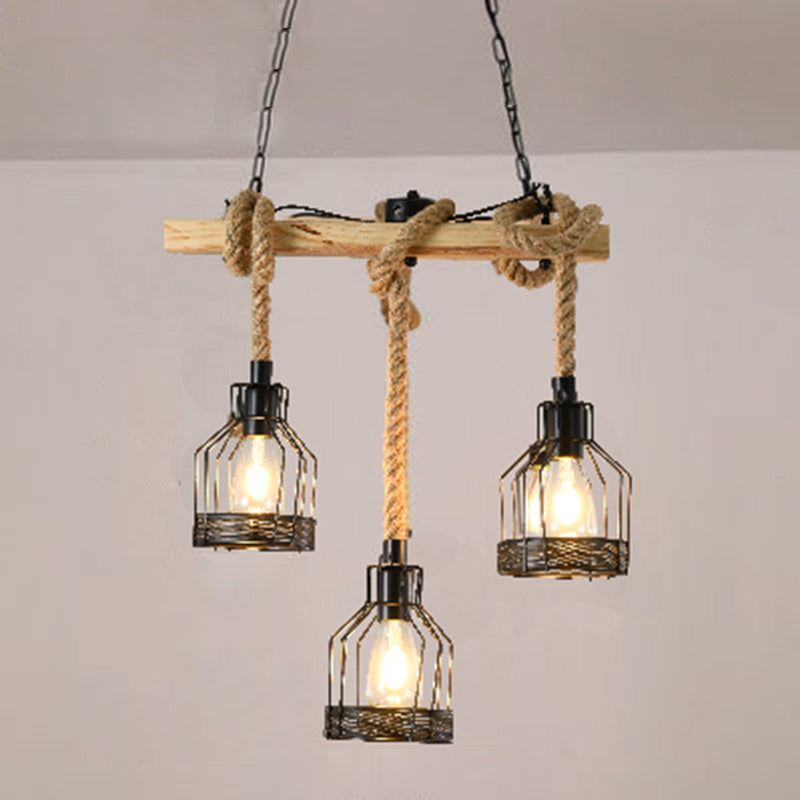 Cage Island Lighting Fixtures Industrial Rope Island Lighting Ideas for Restaurant