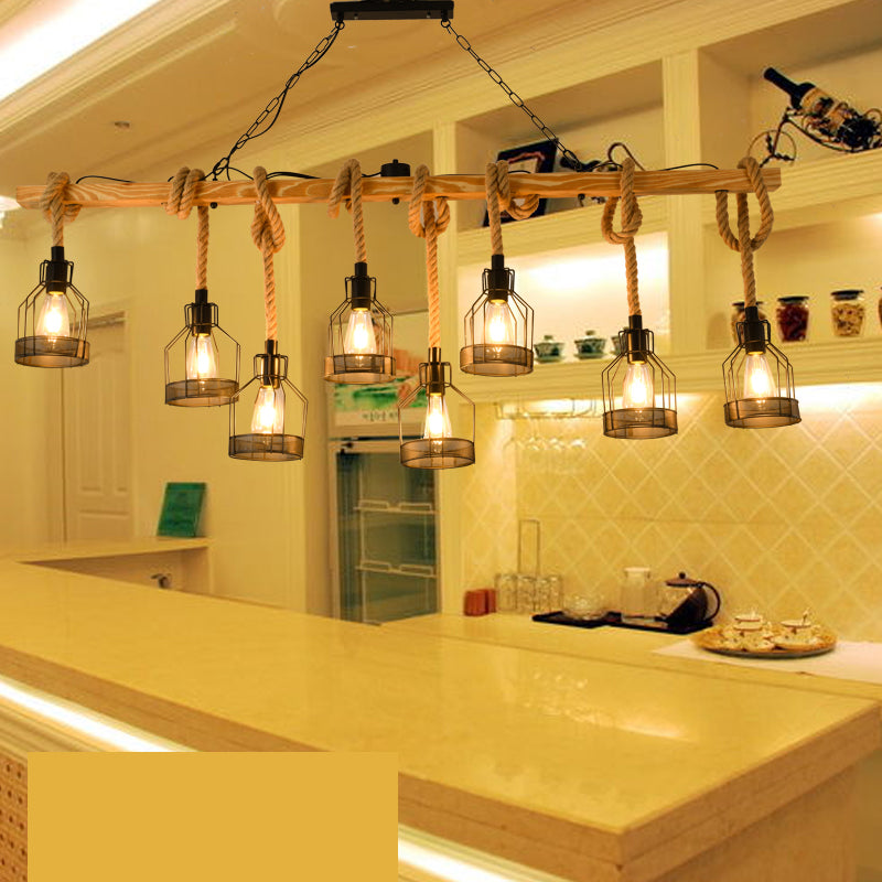 Cage Island Lighting Accesors Ideas de iluminación de la isla de cuerda industrial para restaurante