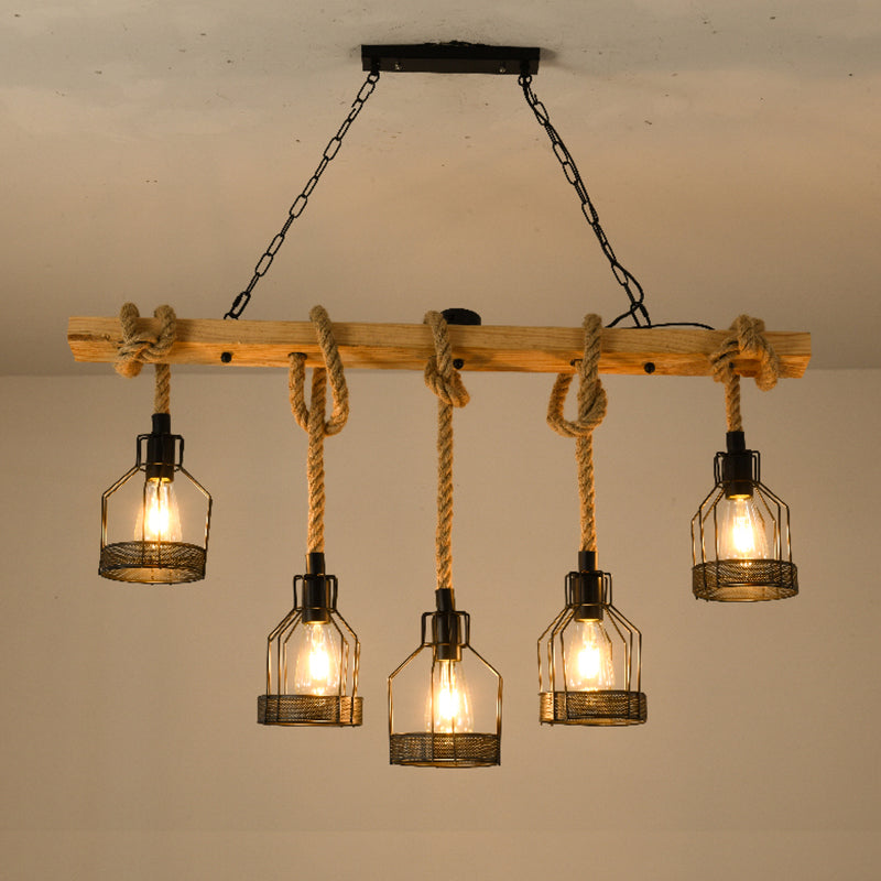 Cage Island Lighting Accesors Ideas de iluminación de la isla de cuerda industrial para restaurante