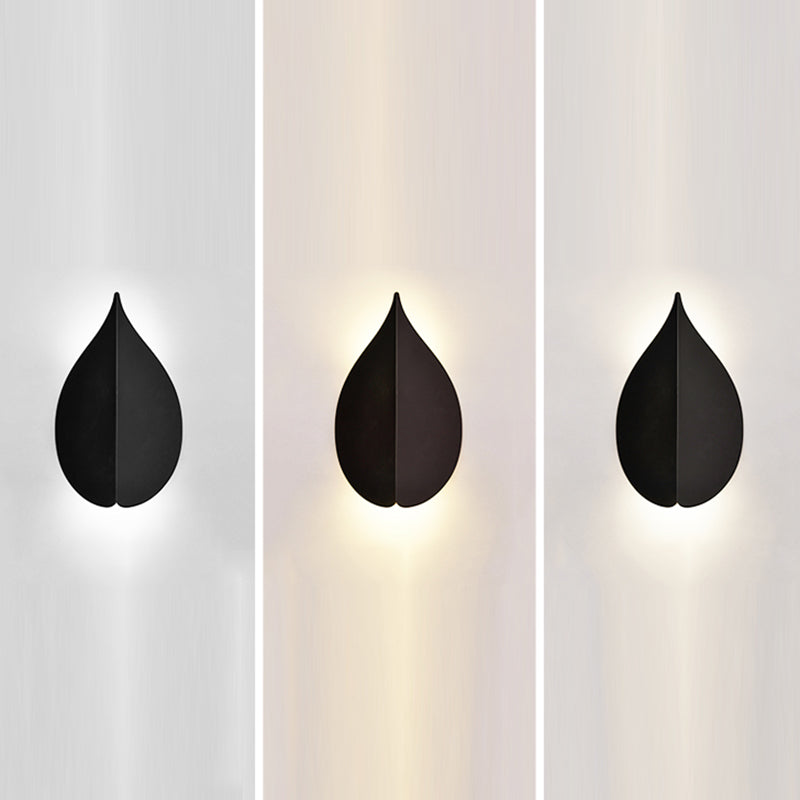 Modern Minimalist Style Leaf-shaped Flush Mount Wall Sconce Metal Wall Mount Light Fixture for Bedroom