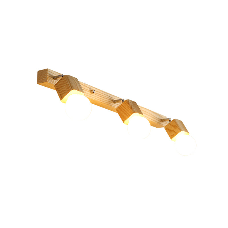 Modern Minimalist Style Cubic Vanity Wall Light Fixtures Wood Vanity Mirror Lights for Bathroom