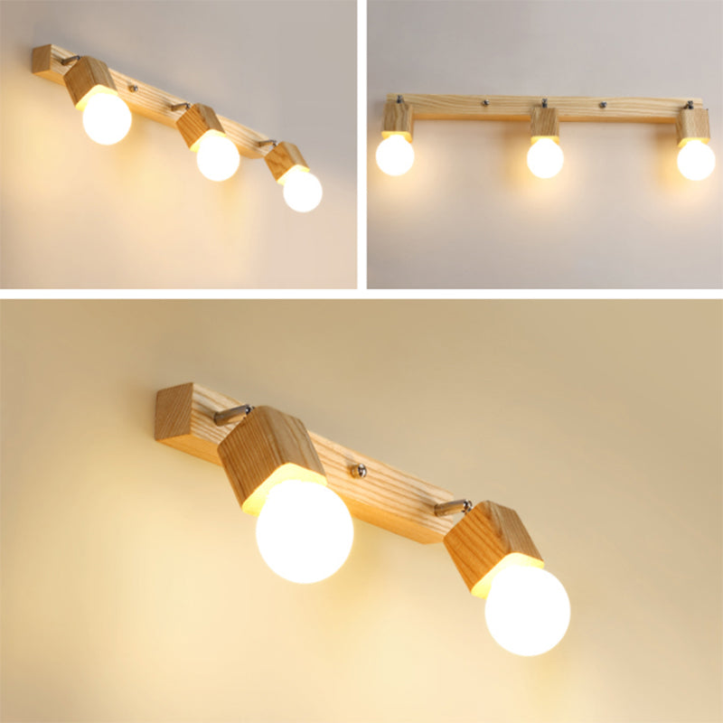 Modern Minimalist Style Cubic Vanity Wall Light Fixtures Wood Vanity Mirror Lights for Bathroom